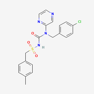 molecular formula C20H19ClN4O3S B2888814 2-[(4-Chlorobenzyl)({[(4-methylbenzyl)sulfonyl]amino}carbonyl)amino]pyrazine CAS No. 866150-91-6