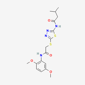 molecular formula C17H22N4O4S2 B2888815 N-[5-[2-(2,5-dimethoxyanilino)-2-oxoethyl]sulfanyl-1,3,4-thiadiazol-2-yl]-3-methylbutanamide CAS No. 893147-71-2