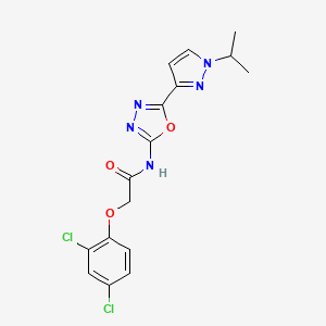 molecular formula C16H15Cl2N5O3 B2888817 2-(2,4-dichlorophenoxy)-N-(5-(1-isopropyl-1H-pyrazol-3-yl)-1,3,4-oxadiazol-2-yl)acetamide CAS No. 1209115-23-0