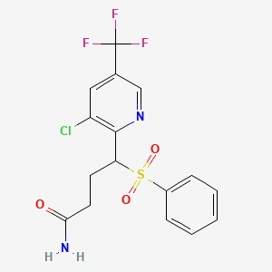 molecular formula C16H14ClF3N2O3S B2888840 4-(Benzenesulfonyl)-4-[3-chloro-5-(trifluoromethyl)pyridin-2-yl]butanamide CAS No. 338406-95-4