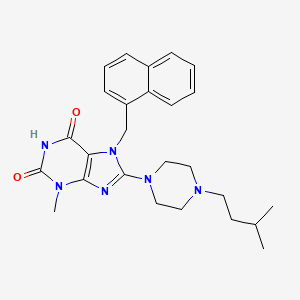 molecular formula C26H32N6O2 B2888842 8-(4-异戊基哌嗪-1-基)-3-甲基-7-(萘-1-基甲基)-1H-嘌呤-2,6(3H,7H)-二酮 CAS No. 898428-31-4