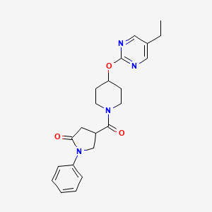 molecular formula C22H26N4O3 B2888866 4-[4-(5-Ethylpyrimidin-2-yl)oxypiperidine-1-carbonyl]-1-phenylpyrrolidin-2-one CAS No. 2380080-07-7