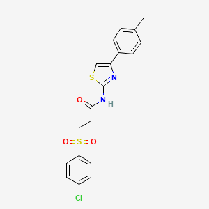 molecular formula C19H17ClN2O3S2 B2888872 3-((4-chlorophenyl)sulfonyl)-N-(4-(p-tolyl)thiazol-2-yl)propanamide CAS No. 895456-48-1