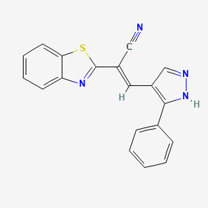 molecular formula C19H12N4S B2888873 (E)-2-(benzo[d]thiazol-2-yl)-3-(3-phenyl-1H-pyrazol-4-yl)acrylonitrile CAS No. 1017500-40-1