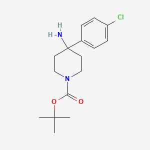 molecular formula C16H23ClN2O2 B2888876 4-Amino-4-(4-chloro-phenyl)-piperidine-1-carboxylic acid tert-butyl ester CAS No. 917925-59-8