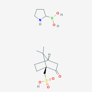 molecular formula C14H26BNO6S B2888882 (1S,4R)-Camphorsulfonate pyrrolidine-2-boronic acid CAS No. 2377603-56-8