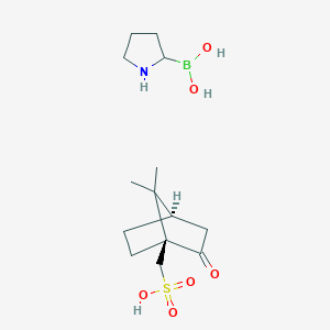 molecular formula C14H26BNO6S B2888882 (1S,4R)-樟脑磺酸盐吡咯烷-2-硼酸 CAS No. 2377603-56-8