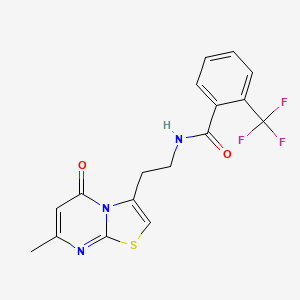 molecular formula C17H14F3N3O2S B2888883 N-(2-(7-甲基-5-氧代-5H-噻唑并[3,2-a]嘧啶-3-基)乙基)-2-(三氟甲基)苯甲酰胺 CAS No. 1286726-04-2