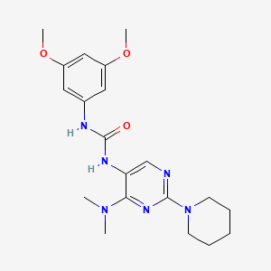 molecular formula C20H28N6O3 B2888888 1-(3,5-Dimethoxyphenyl)-3-(4-(dimethylamino)-2-(piperidin-1-yl)pyrimidin-5-yl)urea CAS No. 1797715-33-3