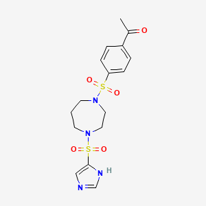 molecular formula C16H20N4O5S2 B2888896 1-(4-((4-((1H-咪唑-4-基)磺酰基)-1,4-二氮杂环戊烷-1-基)磺酰基)苯基)乙酮 CAS No. 1903477-21-3