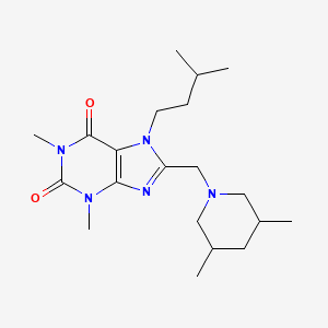 molecular formula C20H33N5O2 B2888902 8-[(3,5-Dimethylpiperidin-1-yl)methyl]-1,3-dimethyl-7-(3-methylbutyl)purine-2,6-dione CAS No. 851941-81-6