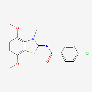 molecular formula C17H15ClN2O3S B2888920 4-chloro-N-(4,7-dimethoxy-3-methyl-1,3-benzothiazol-2-ylidene)benzamide CAS No. 868368-89-2
