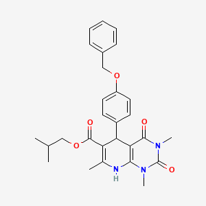 molecular formula C28H31N3O5 B2888921 2-Methylpropyl 5-[4-(benzyloxy)phenyl]-1,3,7-trimethyl-2,4-dioxo-1,2,3,4,5,8-hexahydropyrido[2,3-d]pyrimidine-6-carboxylate CAS No. 868144-54-1