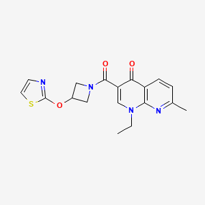 molecular formula C18H18N4O3S B2888938 1-ethyl-7-methyl-3-(3-(thiazol-2-yloxy)azetidine-1-carbonyl)-1,8-naphthyridin-4(1H)-one CAS No. 1797742-01-8