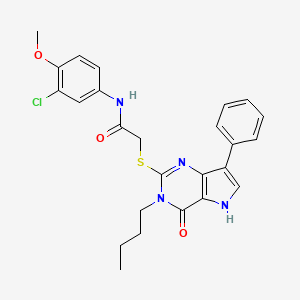 molecular formula C25H25ClN4O3S B2888943 2-[(3-butyl-4-oxo-7-phenyl-4,5-dihydro-3H-pyrrolo[3,2-d]pyrimidin-2-yl)sulfanyl]-N-(3-chloro-4-methoxyphenyl)acetamide CAS No. 1261020-18-1