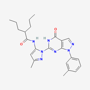 molecular formula C24H29N7O2 B2888959 N-(3-methyl-1-(4-oxo-1-(m-tolyl)-4,5-dihydro-1H-pyrazolo[3,4-d]pyrimidin-6-yl)-1H-pyrazol-5-yl)-2-propylpentanamide CAS No. 1171215-44-3
