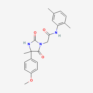 molecular formula C21H23N3O4 B2888964 N-(2,5-二甲基苯基)-2-(4-(4-甲氧基苯基)-4-甲基-2,5-二氧代咪唑烷-1-基)乙酰胺 CAS No. 956945-36-1