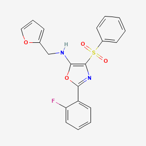 molecular formula C20H15FN2O4S B2888986 4-(苯磺酰基)-2-(2-氟苯基)-N-[(呋喃-2-基)甲基]-1,3-恶唑-5-胺 CAS No. 855714-94-2