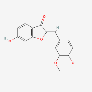 molecular formula C18H16O5 B2888992 (Z)-2-(3,4-dimethoxybenzylidene)-6-hydroxy-7-methylbenzofuran-3(2H)-one CAS No. 859662-66-1