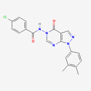 molecular formula C20H16ClN5O2 B2888996 4-chloro-N-(1-(3,4-dimethylphenyl)-4-oxo-1H-pyrazolo[3,4-d]pyrimidin-5(4H)-yl)benzamide CAS No. 899967-28-3