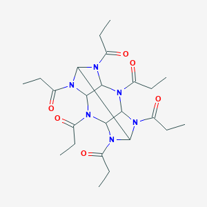 molecular formula C24H36N6O6 B288900 1-[4,6,8,10,12-Penta(propanoyl)-2,4,6,8,10,12-hexazatetracyclo[5.5.0.03,11.05,9]dodecan-2-yl]propan-1-one 