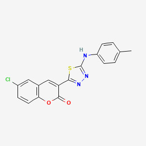 molecular formula C18H12ClN3O2S B2889003 6-Chloro-3-[5-(4-methylanilino)-1,3,4-thiadiazol-2-yl]chromen-2-one CAS No. 326913-59-1