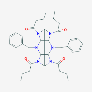 molecular formula C36H48N6O4 B288901 1-[4,10-Dibenzyl-6,8,12-tri(butanoyl)-2,4,6,8,10,12-hexazatetracyclo[5.5.0.03,11.05,9]dodecan-2-yl]butan-1-one 