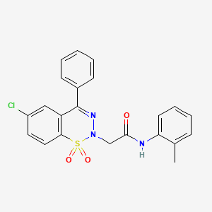 molecular formula C22H18ClN3O3S B2889011 2-(6-chloro-1,1-dioxido-4-phenyl-2H-1,2,3-benzothiadiazin-2-yl)-N-(2-methylphenyl)acetamide CAS No. 1031619-00-7