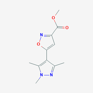molecular formula C11H13N3O3 B2889027 Methyl 5-(1,3,5-trimethyl-1H-pyrazol-4-yl)isoxazole-3-carboxylate CAS No. 1001519-19-2