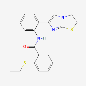 molecular formula C20H19N3OS2 B2889028 N-(2-(2,3-dihydroimidazo[2,1-b]thiazol-6-yl)phenyl)-2-(ethylthio)benzamide CAS No. 2034383-06-5