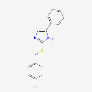molecular formula C16H13ClN2S B2889039 2-((4-chlorobenzyl)thio)-5-phenyl-1H-imidazole CAS No. 132346-59-9