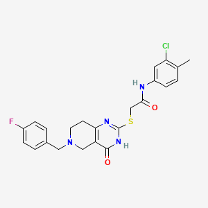molecular formula C23H22ClFN4O2S B2889081 N-(3-chloro-4-methylphenyl)-2-{[6-(4-fluorobenzyl)-4-oxo-3,4,5,6,7,8-hexahydropyrido[4,3-d]pyrimidin-2-yl]sulfanyl}acetamide CAS No. 1110988-95-8