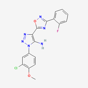 molecular formula C17H12ClFN6O2 B2889088 1-(3-chloro-4-methoxyphenyl)-4-[3-(2-fluorophenyl)-1,2,4-oxadiazol-5-yl]-1H-1,2,3-triazol-5-amine CAS No. 892771-21-0