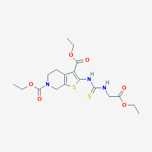 molecular formula C18H25N3O6S2 B288909 diethyl 2-({[(2-ethoxy-2-oxoethyl)amino]carbothioyl}amino)-4,7-dihydrothieno[2,3-c]pyridine-3,6(5H)-dicarboxylate 