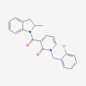 molecular formula C22H19ClN2O2 B2889099 1-(2-chlorobenzyl)-3-(2-methylindoline-1-carbonyl)pyridin-2(1H)-one CAS No. 1005298-68-9