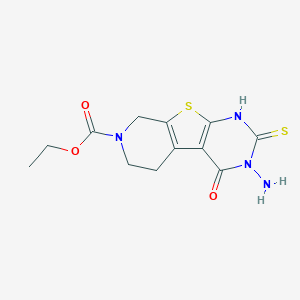 molecular formula C12H14N4O3S2 B288910 ethyl 3-amino-4-oxo-2-thioxo-1,3,4,5,6,8-hexahydropyrido[4',3':4,5]thieno[2,3-d]pyrimidine-7(2H)-carboxylate 