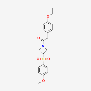 molecular formula C20H23NO5S B2889105 2-(4-Ethoxyphenyl)-1-(3-((4-methoxyphenyl)sulfonyl)azetidin-1-yl)ethanone CAS No. 1705845-17-5