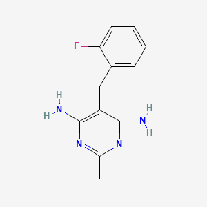 molecular formula C12H13FN4 B2889131 6-氨基-5-(2-氟苄基)-2-甲基-4-嘧啶胺 CAS No. 338965-21-2