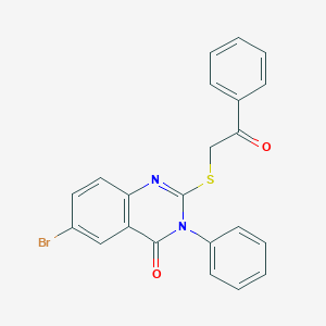 molecular formula C22H15BrN2O2S B288914 6-bromo-2-[(2-oxo-2-phenylethyl)sulfanyl]-3-phenylquinazolin-4(3H)-one 