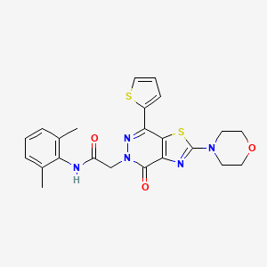molecular formula C23H23N5O3S2 B2889147 N-(2,6-二甲苯基)-2-(2-吗啉代-4-氧代-7-(噻吩-2-基)噻唑并[4,5-d]嘧啶-5(4H)-基)乙酰胺 CAS No. 1021078-40-9