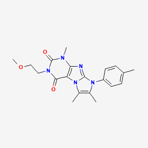 molecular formula C20H23N5O3 B2889151 3-(2-methoxyethyl)-1,6,7-trimethyl-8-(p-tolyl)-1H-imidazo[2,1-f]purine-2,4(3H,8H)-dione CAS No. 899398-09-5