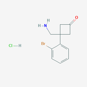 molecular formula C11H13BrClNO B2889152 3-(Aminomethyl)-3-(2-bromophenyl)cyclobutan-1-one hydrochloride CAS No. 2228155-84-6