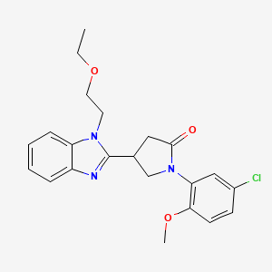 molecular formula C22H24ClN3O3 B2889155 1-(5-chloro-2-methoxyphenyl)-4-(1-(2-ethoxyethyl)-1H-benzo[d]imidazol-2-yl)pyrrolidin-2-one CAS No. 942862-81-9