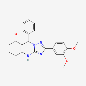 molecular formula C23H22N4O3 B2889163 2-(3,4-dimethoxyphenyl)-9-phenyl-5,6,7,9-tetrahydro[1,2,4]triazolo[5,1-b]quinazolin-8(4H)-one CAS No. 539842-28-9