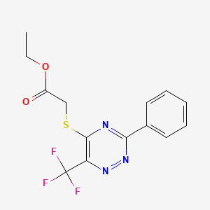 B2889174 Ethyl 2-{[3-phenyl-6-(trifluoromethyl)-1,2,4-triazin-5-yl]sulfanyl}acetate CAS No. 383148-42-3