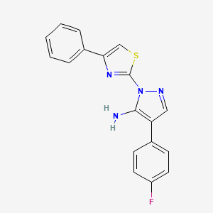 molecular formula C18H13FN4S B2889178 4-(4-fluorophenyl)-1-(4-phenyl-1,3-thiazol-2-yl)-1H-pyrazol-5-amine CAS No. 955966-53-7