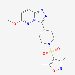 molecular formula C16H20N6O4S B2889190 1-[(3,5-Dimethyl-1,2-oxazol-4-yl)sulfonyl]-4-{6-methoxy-[1,2,4]triazolo[4,3-b]pyridazin-3-yl}piperidine CAS No. 2199978-03-3