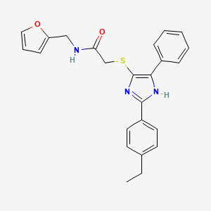 molecular formula C24H23N3O2S B2889194 2-((2-(4-ethylphenyl)-5-phenyl-1H-imidazol-4-yl)thio)-N-(furan-2-ylmethyl)acetamide CAS No. 901233-17-8
