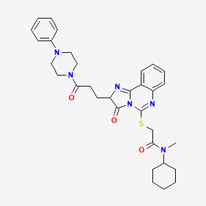 molecular formula C32H38N6O3S B2889196 N-cyclohexyl-N-methyl-2-({3-oxo-2-[3-oxo-3-(4-phenylpiperazin-1-yl)propyl]-2H,3H-imidazo[1,2-c]quinazolin-5-yl}sulfanyl)acetamide CAS No. 1040879-27-3