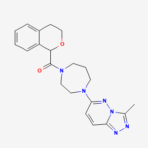 molecular formula C21H24N6O2 B2889199 3,4-Dihydro-1H-isochromen-1-yl-[4-(3-methyl-[1,2,4]triazolo[4,3-b]pyridazin-6-yl)-1,4-diazepan-1-yl]methanone CAS No. 2309557-09-1